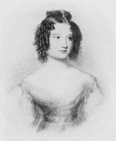 Risba 17-letne Ade Byron (Augusta Ada King-Noel, grofica Lovelace), hčerke lorda Byrona.