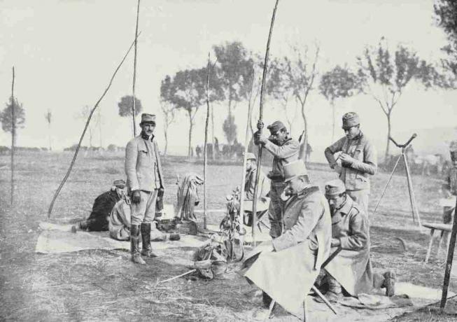 Terenski telegraf avstrijske vojske, Poljska, prva svetovna vojna, iz LIllustrazione Italiana, Letnik XLI, št. 48, 29. november 1914