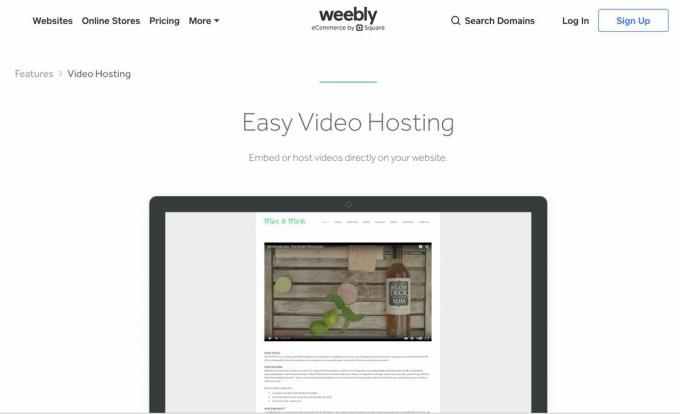 Stran funkcij Weebly za video gostovanje
