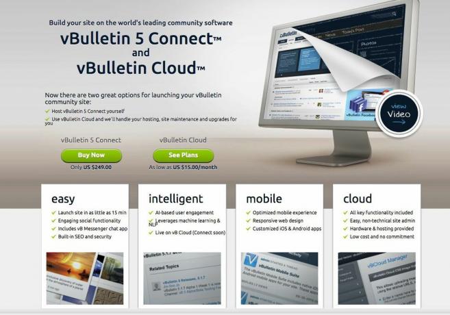 Posnetek zaslona programske opreme vBulletin za dodajanje forumov na spletno mesto ali spletni dnevnik