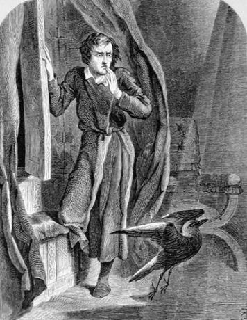 Ilustracija Johna Tenniela za delo Edgarja Allana Poeja 