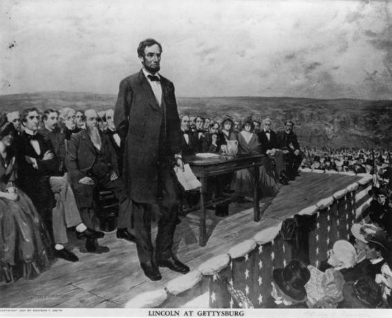 Abraham Lincoln, 16. predsednik Združenih držav Amerike, je imel svoj slavni govor " Gettysburški nagovor", 19. november 1863.