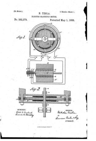 Patent Nikola Tesla za elektromagnetni motor, 1888