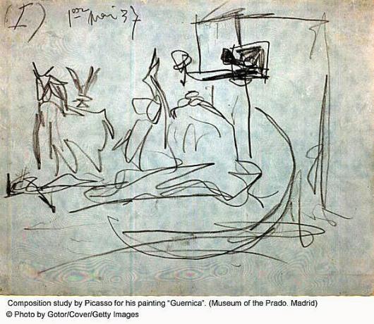 Picassova skica za njegovo sliko Guernica