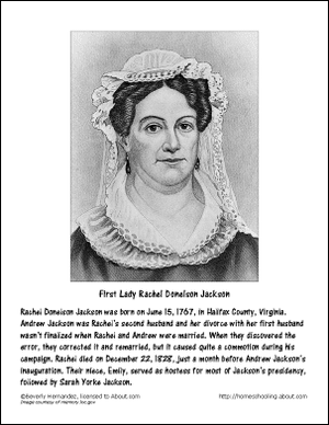 Barvna stran prve dame Rachel Jackson