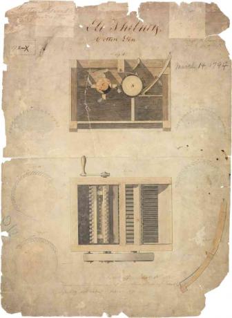 Originalni patent Eli Whitney za bombažni gin, datiran 14. marca 1794.