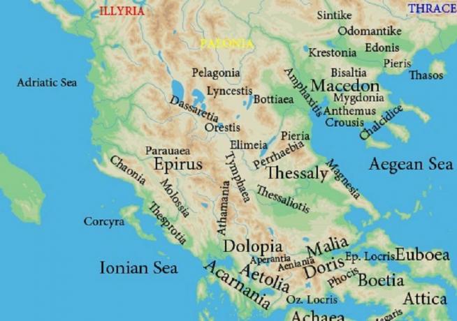 Zemljevid severne Grčije v starih časih.