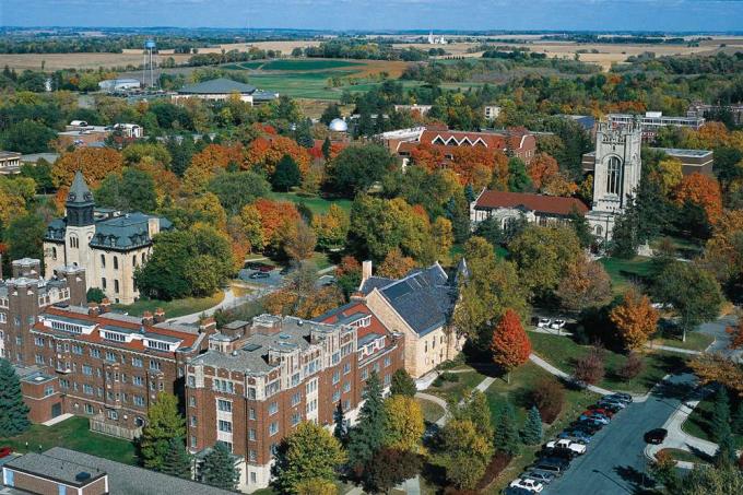 Pogled iz zraka na Carleton College v Minnesoti.
