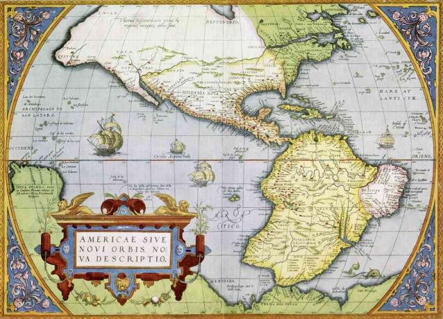 Zemljevid Amerike ali novega sveta v Teatru Orbis Tearrarum Abraham Ortelius, 1570.