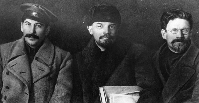 Jožef Stalin, Vladimir Iljič Lenin in Mihail Ivanovič Kalinin