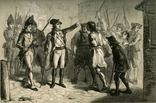 Britanski kraljevi guverner William Tryon se leta 1771 sooči z regulatorji Severne Karoline