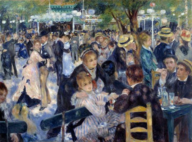Ples v "Le Moulin de la Galette" - avtor Auguste Renoir