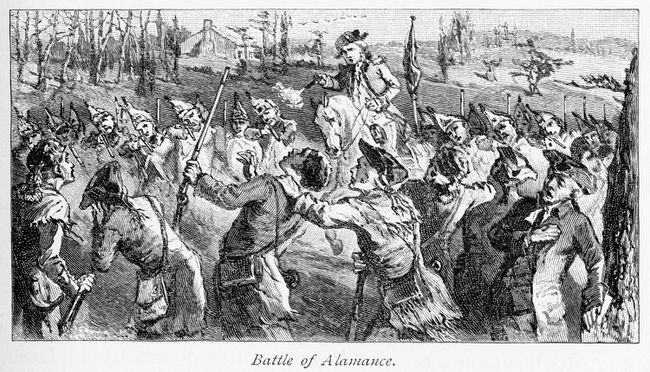 Sile milice guvernerja Tryona streljajo na Regulatorje med bitko pri Alamanci, zadnji bitki vojne za regulacijo.