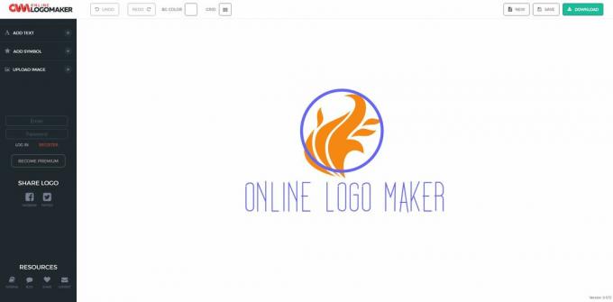 Posnetek zaslona delovnega prostora Online Logo Maker